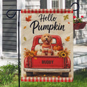 Art Design,Playful,Outdoor Decor,Pet Lovers,Photo - Autumn Theme Pet - Custom Photo Watercolor Pet With Autumn Accessories Welcome Fall - Personalized Flag