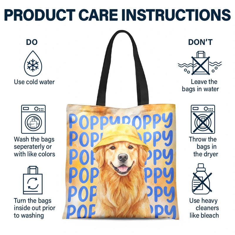 Top Market, Adorable, Art Design, Custom Photo, Summer, Pet Lovers, Photo - Watercolor Summer Pet With Accessories - Custom Photo Watercolor Pet With Summer Accessories Cute Dog Cat Portrait - Personalized Tote Bag