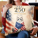 America 250th, Custom Photo, Independence Day, Art Design, Pet Lovers, Playful, Photo - US Theme Accessories Watercolor - Custom Photo Watercolor With US Accessories 250th Anniversary Fourth Of July - Personalized Pillow