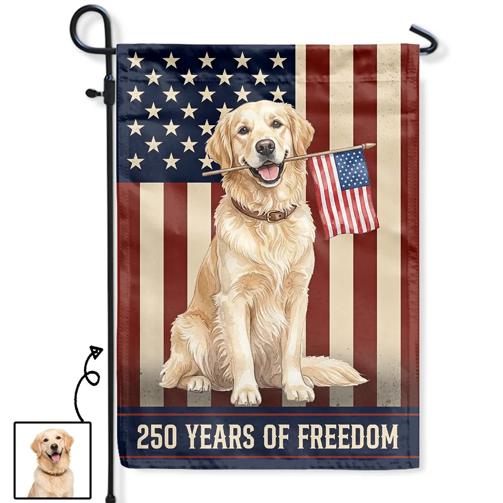 Custom Photo Watercolor With US Accessories Dog Cat 250 Years Of Freedom Vintage - Personalized Flag