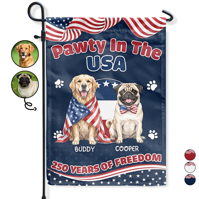 America 250th,Custom Photo,Independence Day,Art Design,Pet Lovers,Playful,Photo - US Theme Accessories Watercolor - Custom Photo Watercolor With US Accessories Pawty In The USA - Personalized Flag