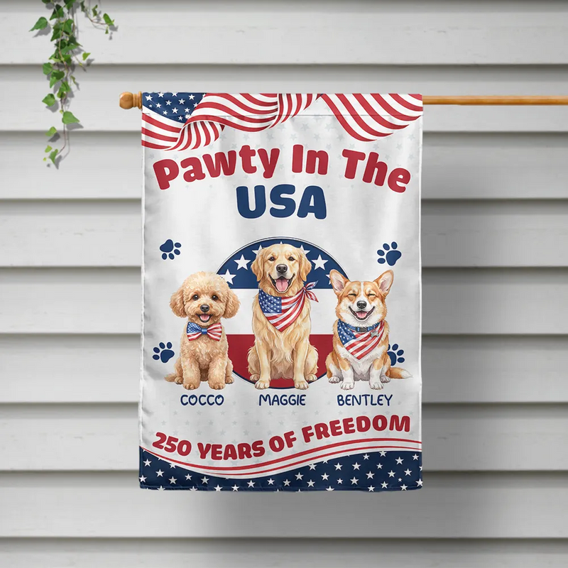 America 250th,Custom Photo,Independence Day,Art Design,Pet Lovers,Playful,Photo - US Theme Accessories Watercolor - Custom Photo Watercolor With US Accessories Pawty In The USA - Personalized Flag