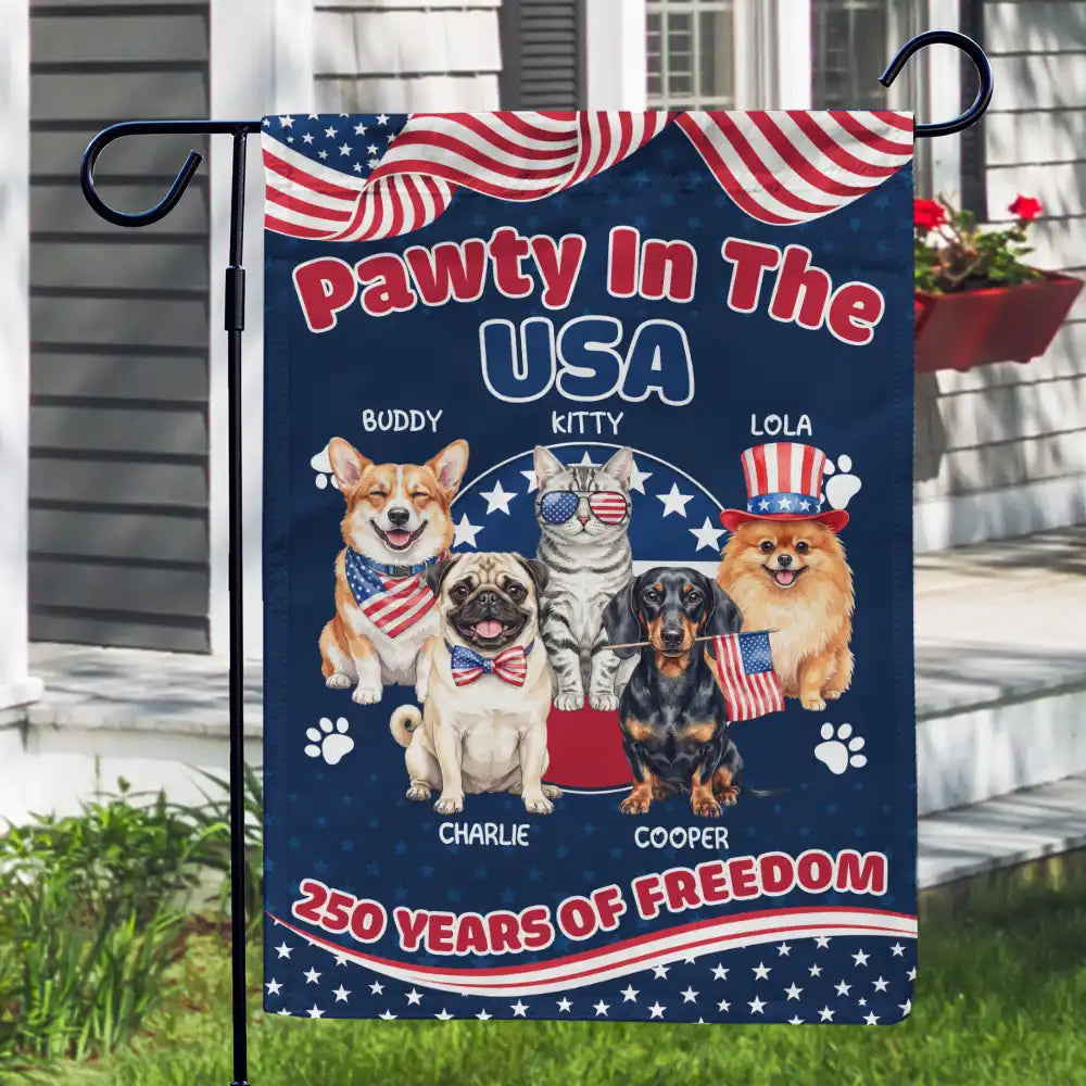America 250th,Custom Photo,Independence Day,Art Design,Pet Lovers,Playful,Photo - US Theme Accessories Watercolor - Custom Photo Watercolor With US Accessories Pawty In The USA - Personalized Flag