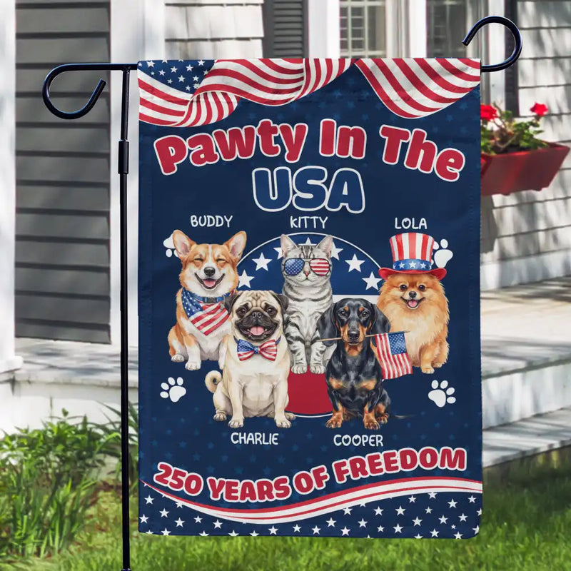 America 250th,Custom Photo,Independence Day,Art Design,Pet Lovers,Playful,Photo - US Theme Accessories Watercolor - Custom Photo Watercolor With US Accessories Pawty In The USA - Personalized Flag