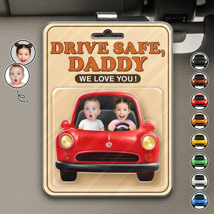 Custom Photo We Love You Daddy - Personalized Custom Shaped Acrylic Car Visor Clip
