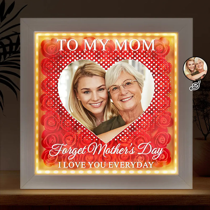 Gift For Mother,Gift For Grandma,Love,Family - Custom Photo We Love You Everyday - Personalized LED Light Flower Shadow Box