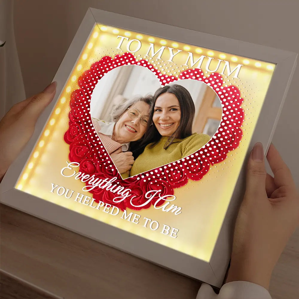 Gift For Mother,Gift For Grandma,Love,Family - Custom Photo We Love You Everyday - Personalized LED Light Flower Shadow Box