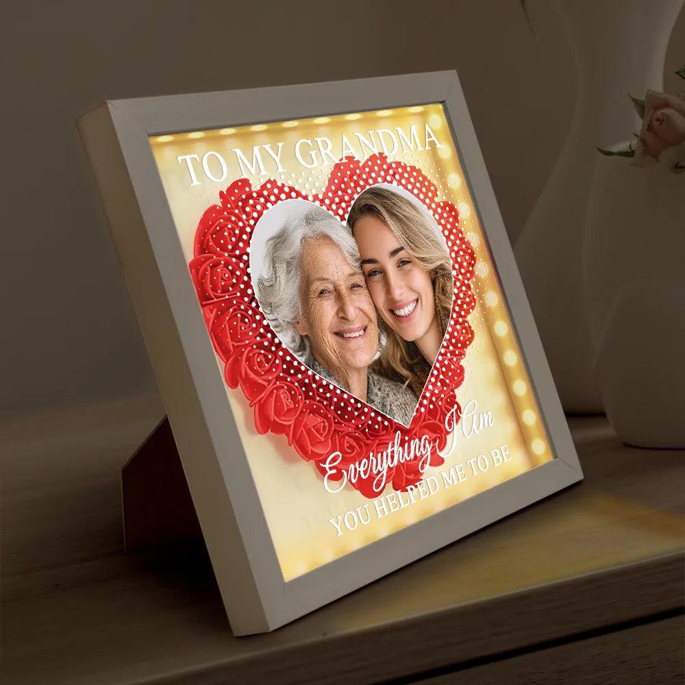 Gift For Mother,Gift For Grandma,Love,Family - Custom Photo We Love You Everyday - Personalized LED Light Flower Shadow Box