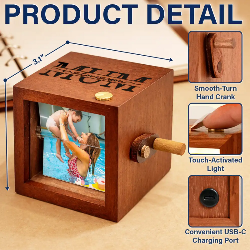 Love,Gift For Mother,Mom,Daughters,Children,Sons,Gift For Grandma - Custom Photo We Love You Mom Grandma - Personalized Flipbook Frame Animation Machine