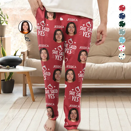 Custom Photo We Officially Said Yes - Personalized Pajama Pants
