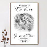 Custom Photo, Gift For Couples, Wedding, Romantic, Upload Full Photo - Custom Photo Wedding Couple Welcome To Our Forever - Personalized Poster