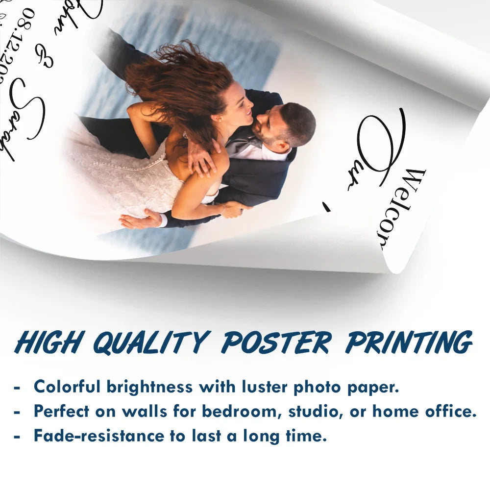 Custom Photo, Gift For Couples, Wedding, Romantic, Upload Full Photo - Custom Photo Wedding Couple Welcome To Our Forever - Personalized Poster