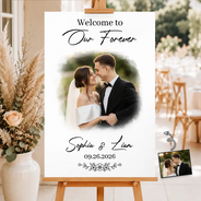Custom Photo, Gift For Couples, Wedding, Romantic, Upload Full Photo - Custom Photo Wedding Couple Welcome To Our Forever - Personalized Poster