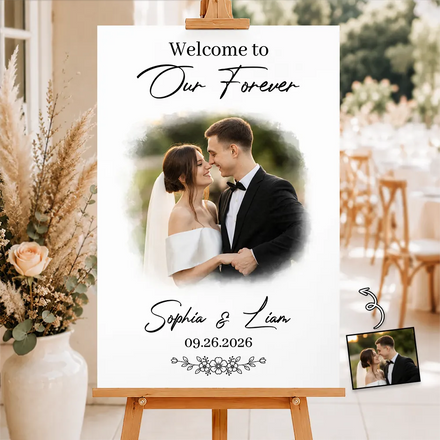 Custom Photo Wedding Couple Welcome To Our Forever - Personalized Poster