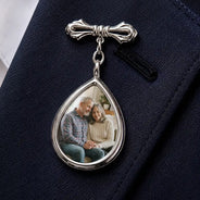 Custom Photo, Sympathetic, Gift For Yourself, Wedding, Dynamic Photo - Custom Photo Wedding Walking Beside You Memorial - Personalized Teardrop Pin