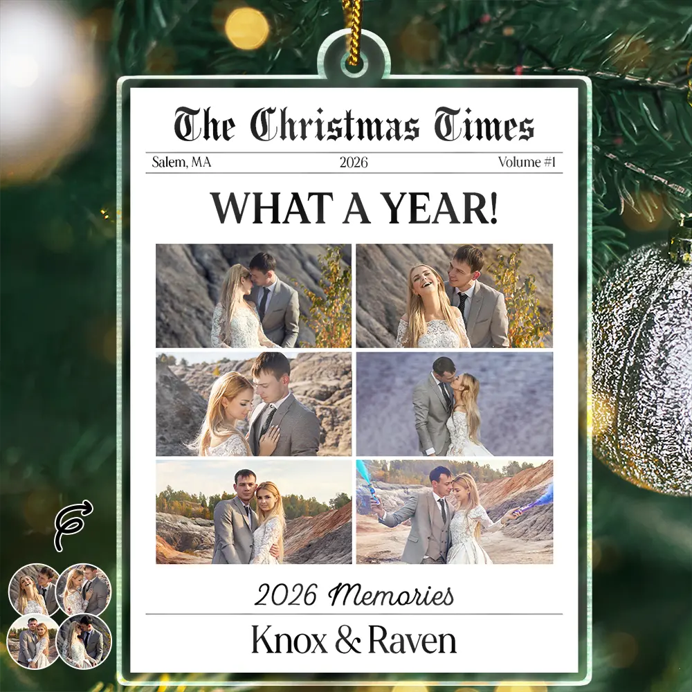 First Christmas,Sentimental,Christmas,Custom Photo,Gift For Couples,Upload Full Photo - Custom Photo What A Year Best Memories Of The Year - Personalized Custom Shaped Acrylic Ornament