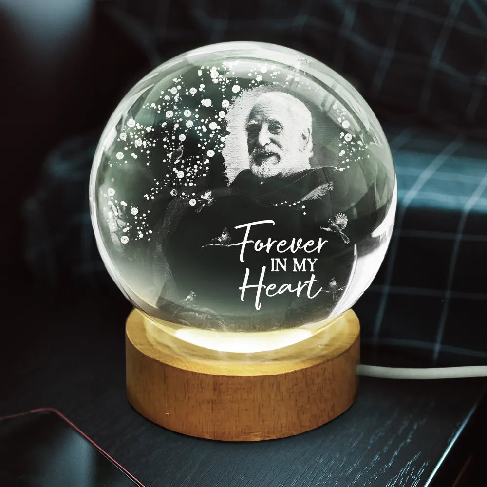 Sad,Custom Photo,Memorial - Custom Photo When You Miss Me - Personalized Crystal Globe Lamp