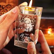 Sad,Memorial,Custom Photo - Custom Photo When You Miss Me Have No Fear - Personalized Crystal Candle Holder