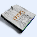 Gift For Father,Gift For Grandpa,Non-Eng,Photo - Pencil Sketch (Dark BG),Proud - Custom Photo White Pencil Sketch Art Daddy Grandpa Est Year - Personalized T Shirt