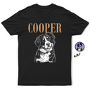 Pet Lovers,Pet Mom,Pet Dad,Dog Lovers,Dog Mom,Dog Dad,Cat Lovers,Cat Mom,Cat Dad,Non-Eng,Photo - Pencil Sketch (Dark BG),Humorous - Custom Photo White Pencil Sketch Art Dog Cat Portrait - Personalized T Shirt