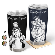 Gift For Father,Custom Photo,Art Design,Top Market,Sentimental,Photo - Pencil Sketch - Dark BG - Custom Photo White Pencil Sketch Art Best Dad Ever I Love You - Personalized Tumbler