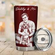 Gift For Father,Custom Photo,Art Design,Top Market,Sentimental,Photo - Pencil Sketch - Dark BG - Custom Photo White Pencil Sketch Art Best Dad Ever I Love You - Personalized Tumbler