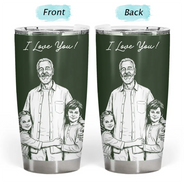 Gift For Father,Custom Photo,Art Design,Top Market,Sentimental,Photo - Pencil Sketch - Dark BG - Custom Photo White Pencil Sketch Art Best Dad Ever I Love You - Personalized Tumbler