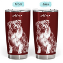 Custom Photo, Art Design, Pet Lovers, Adorable, Photo - Pencil Sketch - Dark BG - Custom Photo White Pencil Sketch Art Dog Cat Portrait - Personalized Tumbler