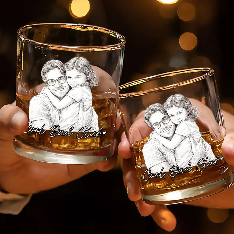 Gift For Father,Gift For Grandpa,Pet Lovers,Pet Mom,Pet Dad,Dog Lovers,Dog Mom,Dog Dad,Cat Lovers,Cat Mom,Cat Dad,Non-Eng,Photo - Pencil Sketch (Dark BG),Humorous - Custom Photo White Pencil Sketch Art Family Dog Cat Portrait - Personalized Whiskey Glass