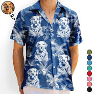 Custom Photo, Art Design, Summer, Pet Lovers, Playful, Photo - Pencil Sketch - Dark BG - Custom Photo White Pencil Sketch Art Toile De Jouy Pattern Family Pet - Personalized Hawaiian Shirt