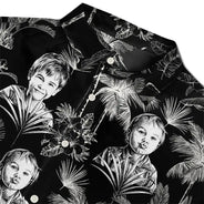 Custom Photo, Art Design, Summer, Pet Lovers, Playful, Photo - Pencil Sketch - Dark BG - Custom Photo White Pencil Sketch Art Toile De Jouy Pattern Family Pet - Personalized Hawaiian Shirt
