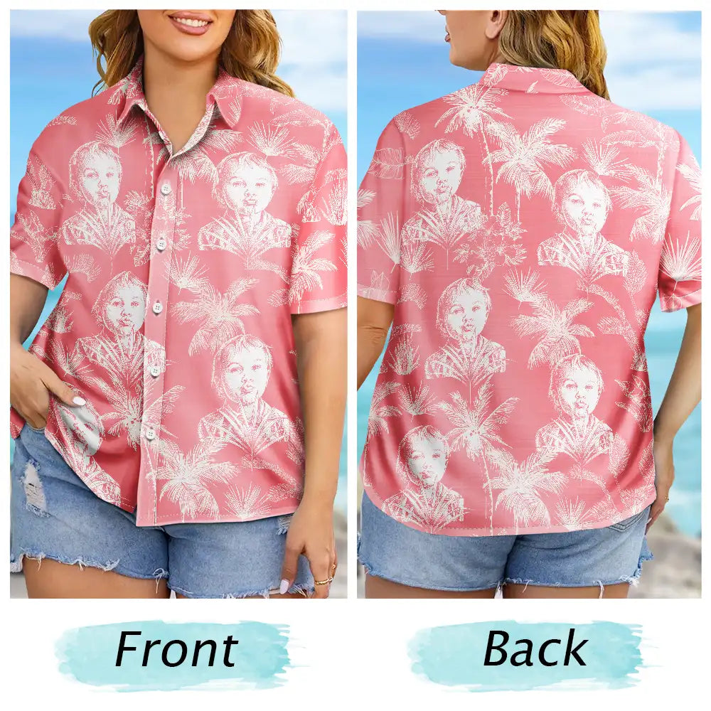 Custom Photo, Art Design, Summer, Pet Lovers, Playful, Photo - Pencil Sketch - Dark BG - Custom Photo White Pencil Sketch Art Toile De Jouy Pattern Family Pet - Personalized Hawaiian Shirt