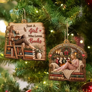 Art Design, Confident, Christmas, Reading, Gift For Yourself, Gift For Women, Photo - Wooden Effect - Custom Photo Wood Sculpture Effect Just A Girl Who Loves Books Bookish Gifts For Book Lovers - Personalized Custom Shaped Wooden Ornament