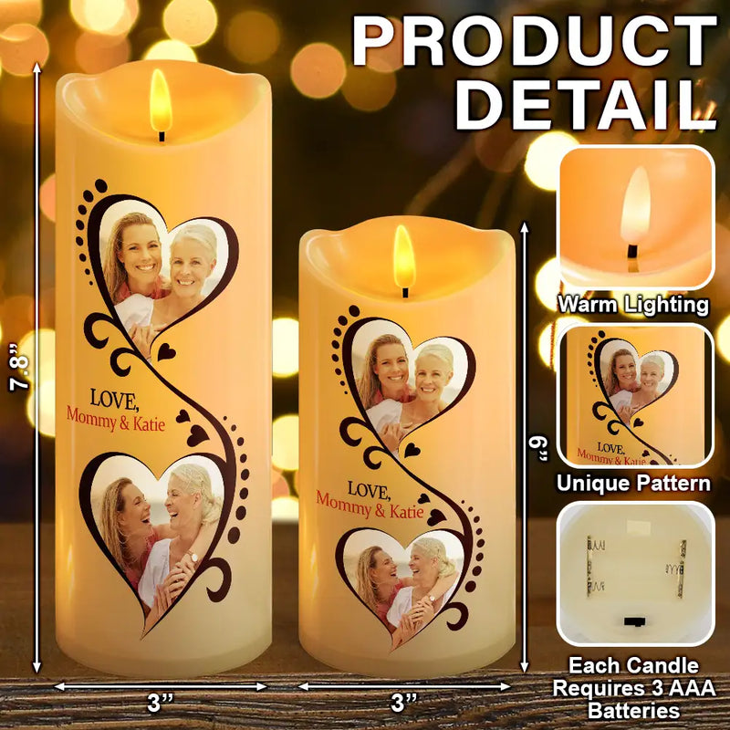 Gift For Women, Gift For Mother, Mom - Daughters (Adult), Christmas, Love, Custom Photo - Custom Photo You Are The World To Me - Personalized Flameless LED Candle