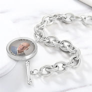 Memorial,Gift For Father,Gift For Yourself,Parents,Gift For Mother,Gift For Grandparents,Gift For Sibling - Custom Photo You Never Walk Alone Memorial - Personalized Charm Bracelet