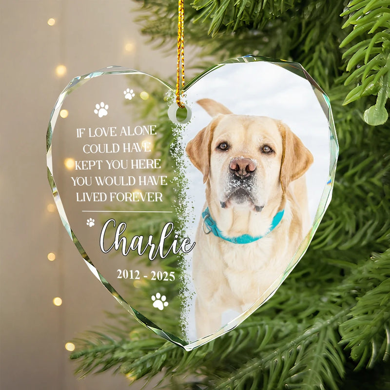 Christmas, Pet Lovers, Memorial, Custom Photo, Sad - Custom Photo You Would Have Lived Forever Pet Loss - Personalized Heart Shaped Glass Ornament