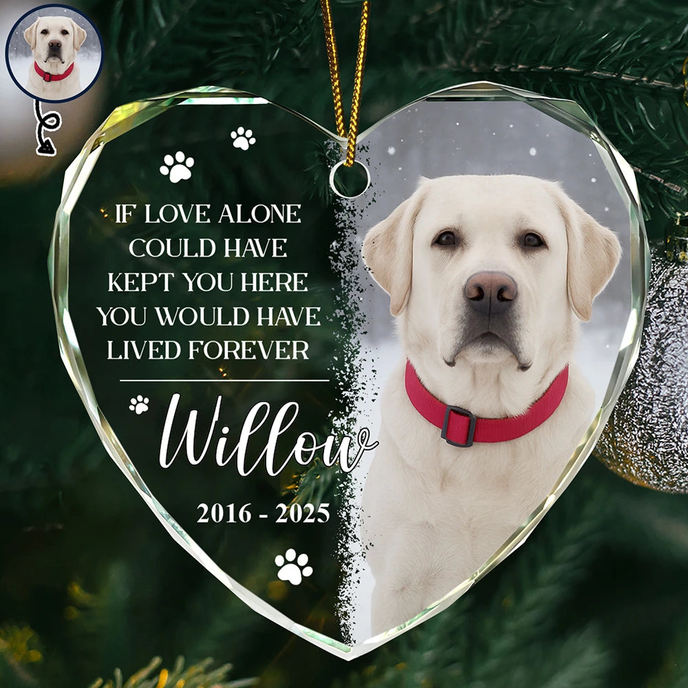 Christmas, Pet Lovers, Memorial, Custom Photo, Sad - Custom Photo You Would Have Lived Forever Pet Loss - Personalized Heart Shaped Glass Ornament