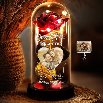 Custom Photo You & Me We Got This - Personalized Everlasting Rose Dome Lamp