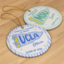 Christmas,Proud,Graduation,Gift For Yourself,Gift For Women,Warp Text - Custom School Name College Pennant Gift For College Student - Personalized Circle Ceramic Ornament