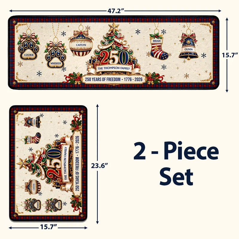 Sentimental,America 250th,Christmas,Family,Icon - Custom Family Name 250 Years Of Freedom Christmas - Personalized Runner Rug