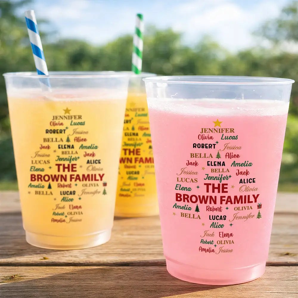 Sentimental,Christmas,Family,Custom Text - Custom Family Names Christmas - Personalized Frosted Cups