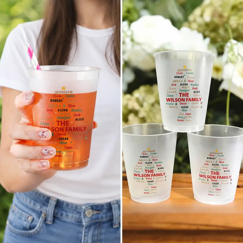 Sentimental,Christmas,Family,Custom Text - Custom Family Names Christmas - Personalized Frosted Cups