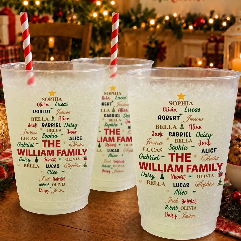Sentimental,Christmas,Family,Custom Text - Custom Family Names Christmas - Personalized Frosted Cups