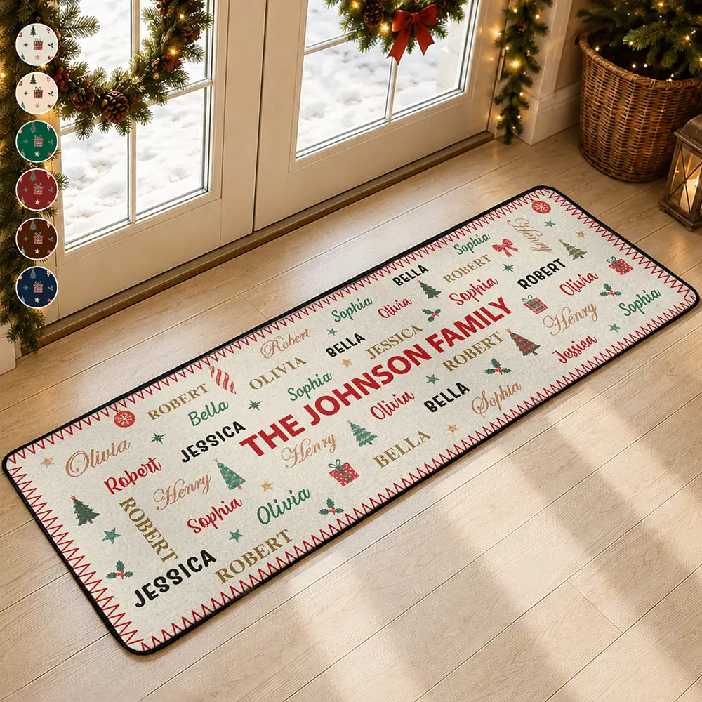 Custom Family Names Christmas - Personalized Runner Rug