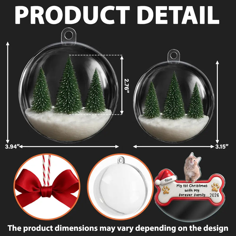 Custom Photo 1st Christmas With Forever Family - Personalized 3D Acrylic Ball Ornament