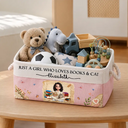 Cat Lovers,Art Design,Confident,Reading,Pet Lovers,Photo - 3D Reading Woman & Man - Custom Photo 3D Book Lover Just A Girl Who Loves Books And Cats - Personalized Storage Basket