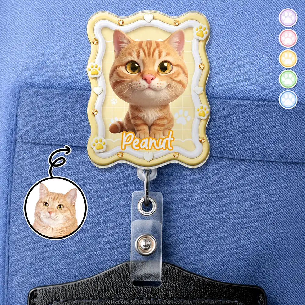 Adorable,Art Design,Pet Lovers,Photo - 3D Chibi Adorable Pet - Custom Photo 3D Chibi Pet Dog Cat Portrait - Personalized Badge Reel