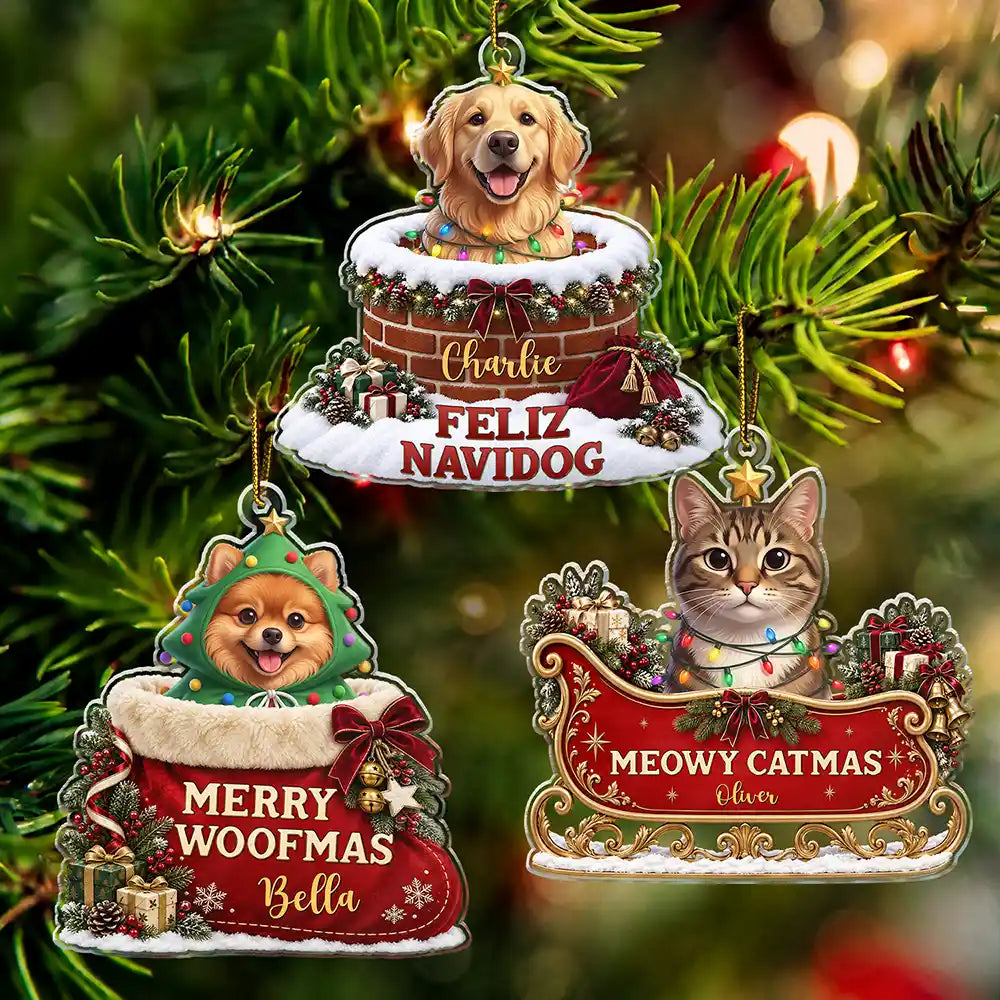 Art Design,Playful,Christmas,Pet Lovers,Photo - Christmas Accessories 3D Cartoon Pet - Custom Name With Gaming Alphabet For Kid Boy - Personalized Custom Shaped Wooden Ornament