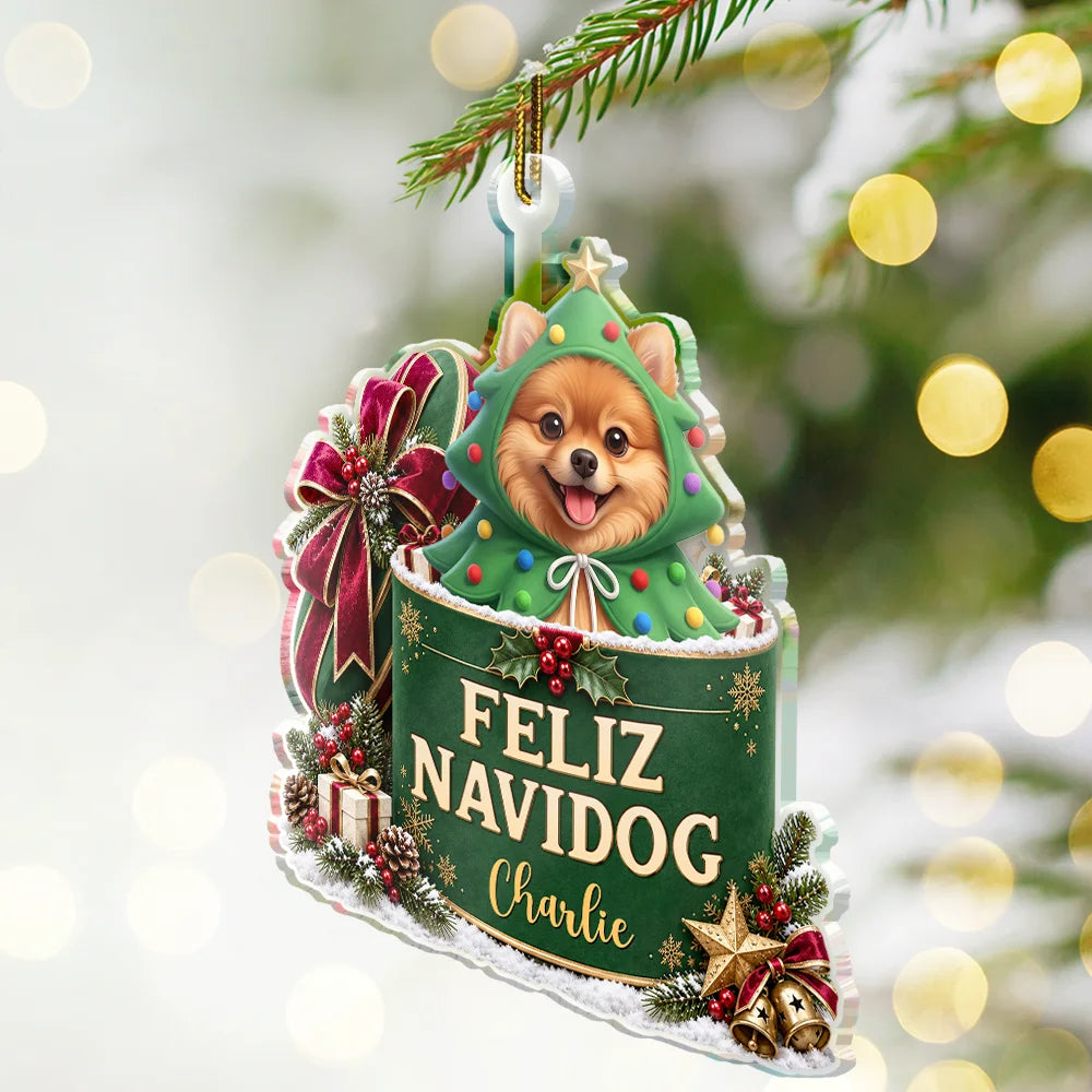 Art Design,Playful,Christmas,Pet Lovers,Photo - Christmas Accessories 3D Cartoon Pet - Custom Name With Gaming Alphabet For Kid Boy - Personalized Custom Shaped Wooden Ornament