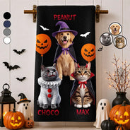 Pet Mom,Art Design,Playful,Halloween,Gift For Mother,Pet Lovers,Photo - Halloween Theme Accessories 3D Cartoon - Custom Photo 3D Halloween Themed Pet Spooky Costume Gift For Pet Lovers - Personalized Kitchen Towel